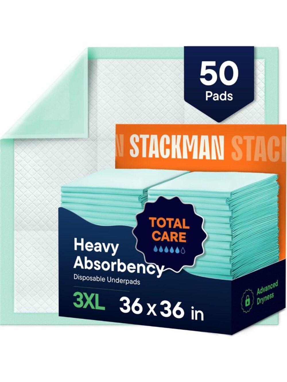 Disposable Underpads 36x36 - 50-Pack Chux Pads for Incontinence Care